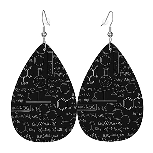 Abstrakte Wissenschaft Chemie Illustration 3D Ohrringe für Frauen Leder Ohrring Ohrring für Frauen Trendy Wassertropfen Ohrring 2 Stück Set, Einheitsgröße, Leder, Kein Edelstein von ASEELO