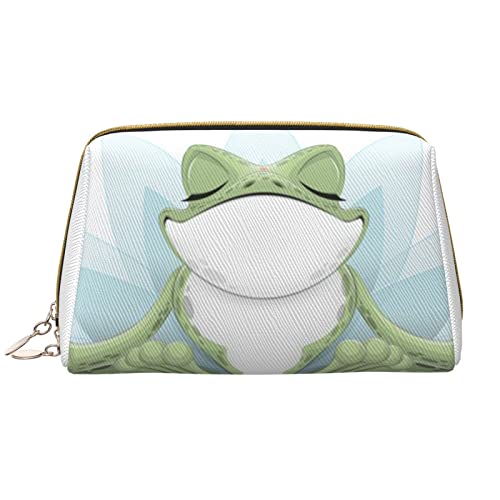 Black and Halloween Ghost Damen Leder Kosmetiktasche Handtasche Niedlich Kulturbeutel Organizer Reise Make Up Tasche, Lustiger Yoga-Frosch, Einheitsgröße von ASEELO