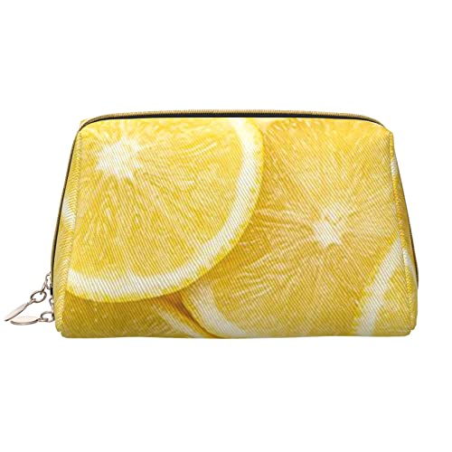 Bohemian Feather Damen Leder Kosmetiktasche Handtasche Niedlich Kulturbeutel Organizer Reise Make Up Tasche, Gelbe Zitrone., Einheitsgröße von ASEELO