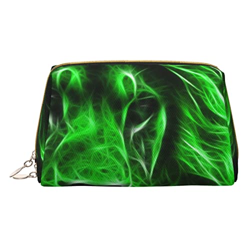 Bones and Dog Claws Damen Leder Kosmetik Clutch Make-up Tasche Reise Kosmetik Tasche Reise Kosmetik Zubehör, Grüner kühler Löwe, Einheitsgröße von ASEELO