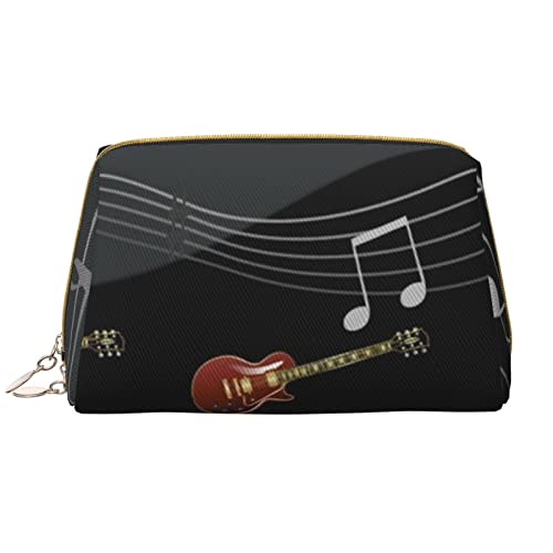 Book Room Mysterious Library Damen Leder Kosmetiktasche Handtasche Niedlich Kulturbeutel Organizer Reise Make-up Tasche, Gitarren-Klaviermuster, Einheitsgröße von ASEELO