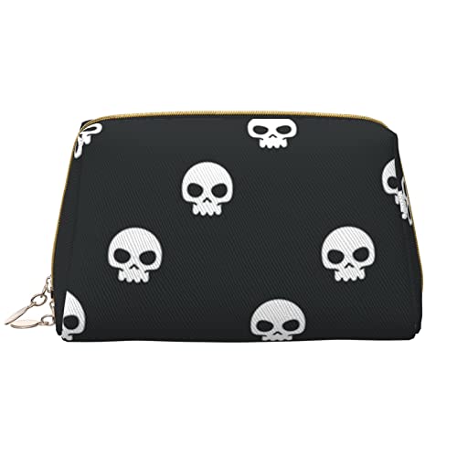 Book Room Mysterious Library Damen Leder Kosmetiktasche Handtasche Niedlich Kulturbeutel Organizer Reise Make-up Tasche, totenkopf, Einheitsgröße von ASEELO