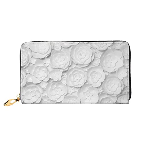 Camouflage-Leder-Geldbörse, Damen-Geldbörse, großer Leder-Reißverschluss, Kartenhalter, Organizer, Damen-Reise-Clutch, 3D-Blume, Einheitsgröße von ASEELO