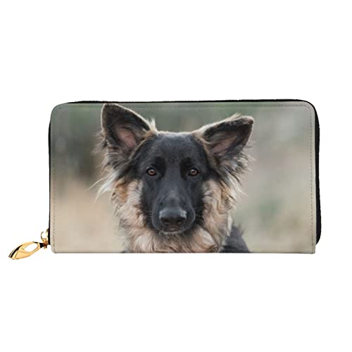 Camouflage-Leder-Geldbörse, Damen-Geldbörse, großer Leder-Reißverschluss, Kartenhalter, Organizer, Damen-Reise-Clutch, Deutscher Schäferhund, Einheitsgröße von ASEELO