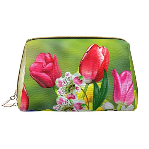 Cute Frog Damen Leder Kosmetiktasche Handtasche Niedlich Kulturbeutel Organizer Reise Make Up Tasche, Frühlingsblumen-Narzissen, Einheitsgröße Cute Frog Damen Leder Kosmetiktasche Handtasche Niedlich Kulturbeutel Organizer Reise Make Up Tasche, Frühlingsblumen-Narzissen, Einheitsgröße von ASEELO
