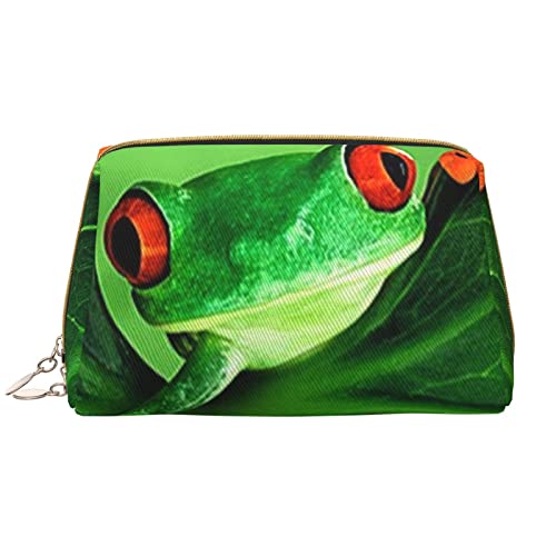 Cute Frog Damen Leder Kosmetiktasche Handtasche Niedlich Kulturbeutel Organizer Reise Make Up Tasche, Süßer Frosch, Einheitsgröße von ASEELO