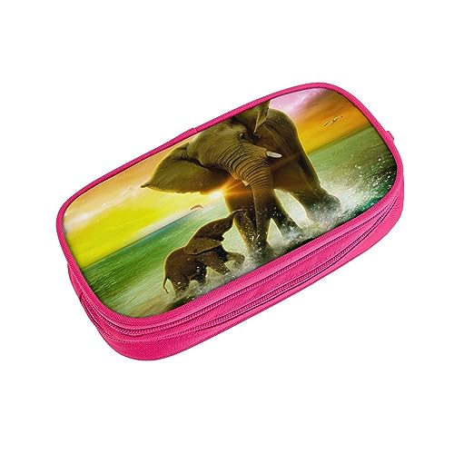 Federmäppchen Afrika Elefant Groß Bleistift Stift Tasche Hohe Aufbewahrung Fall für Kinder Frauen Männer Schule Büro Fall Schwarz, rose, pencase, Beauty Case von ASEELO