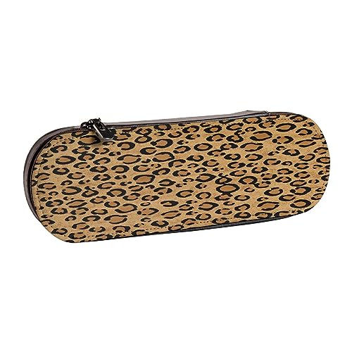 Federmäppchen aus Leder, Motiv: wilder Leopardenmuster, für Schreibwaren, Make-up-Tasche, tragbar, für Teenager, Mädchen, Erwachsene, Wild Leopard Animal, Leather Pencil Case, Beauty Case von ASEELO