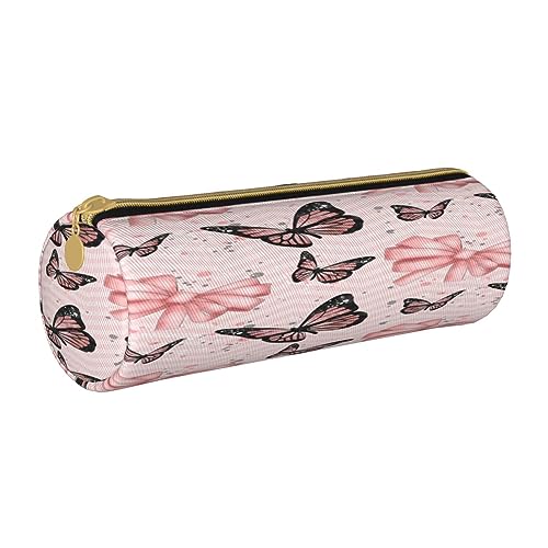 Federmäppchen aus Leder, viele Zombie-Schreibwaren, Bleistifttasche, Make-up-Tasche, tragbare Büro-Schreibwaren-Tasche für Teenager, Mädchen, Erwachsene, Schmetterling pink, Leather Pencil Case, von ASEELO