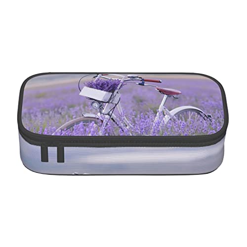 Federmäppchen mit großem Fassungsvermögen, Motiv: Strand, Sonnenuntergang, Ozean, großes Federmäppchen, Organizer, Versorgung für Schule, Teenager, Erwachsene, Lavender Field Bike, Einheitsgröße von ASEELO