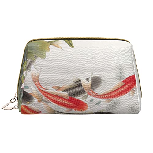 Fish in Water Damen Leder Kosmetiktasche Handtasche Niedlich Kulturbeutel Organizer Reise Make Up Tasche, Verheißungsvolle Koi, Einheitsgröße von ASEELO