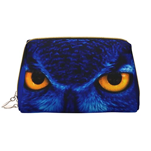 Fish in Water Damen Leder Kosmetiktasche Handtasche Niedlich Kulturbeutel Organizer Reise Make Up Tasche, blaue eule, Einheitsgröße von ASEELO