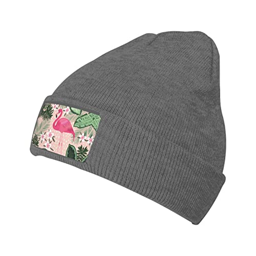 Flamingo Strickmütze, warme lässige Beanie-Mütze, Winter, weich, warm, weich, für den täglichen Gebrauch in Feinstrick, Deep Heather, EinheitsgröÃŸe von ASEELO
