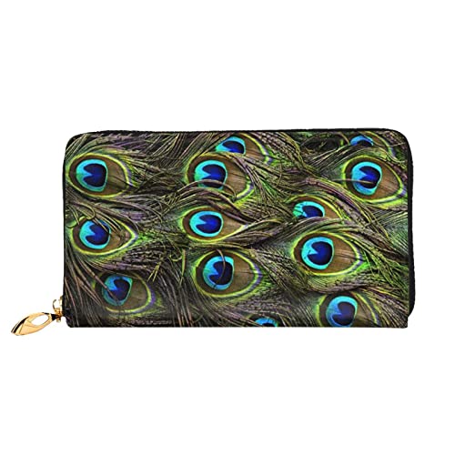 Fresh Peacock Geldbörse Damen Leder Geldbörse Lange Clutch Geldbörse Ein Überraschungsgeschenk für Mutter/Frau/Freundin, Schwarz, Einheitsgröße von ASEELO