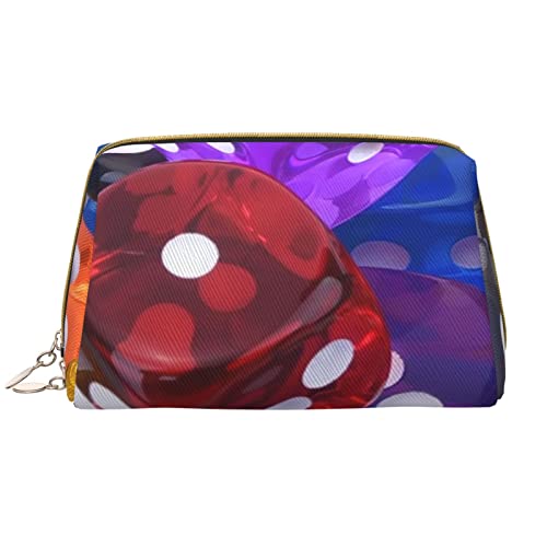 Games Dice Set Damen Leder Kosmetiktasche Handtasche Niedlich Kulturbeutel Organizer Reise Make Up Tasche, Spiele Würfel-Set, Einheitsgröße von ASEELO