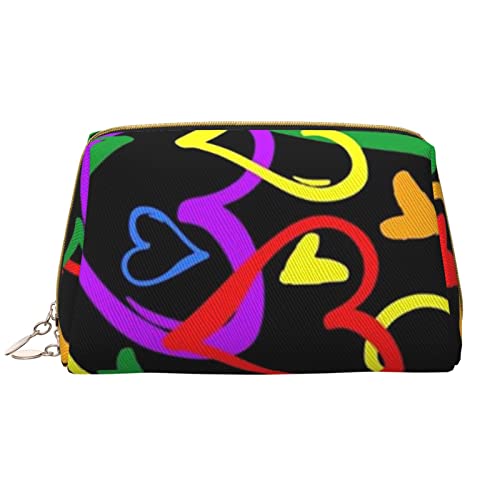 Gay Pride Rainbow Damen Leder Kosmetiktasche Handtasche Niedlich Kulturbeutel Organizer Reise Make Up Tasche, Gay Pride Regenbogen, Einheitsgröße von ASEELO