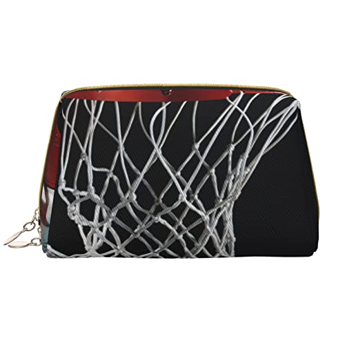 Geometrie Gehirnbild mit Wissenschaft Damen Leder Kosmetiktasche Handtasche Niedlich Kulturbeutel Organizer Reise Make-up Tasche, Basketball, Einheitsgröße von ASEELO