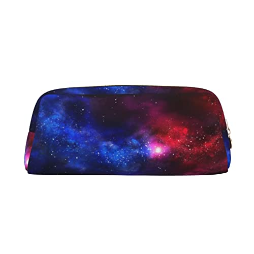 Große Kapazität Leder Federmäppchen Rot Blau Galaxy Schreibwaren Bleistift Tasche Make-up Tasche Tragbare Büro Schreibwaren Tasche für Teens Mädchen Erwachsene, Rot-blaue Galaxie, Pencil Bag, Kosmetikkoffer von ASEELO