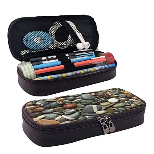 Große Kapazität Leder Federmäppchen Spa Dorf von Blumen Wasser Bad Salz Kerzen Schreibwaren Bleistift Tasche Make-up Tasche Tragbare Büro Schreibwaren Tasche für Teens Mädchen Erwachsene, Cobble, Leather pencil case, Kosmetikkoffer von ASEELO