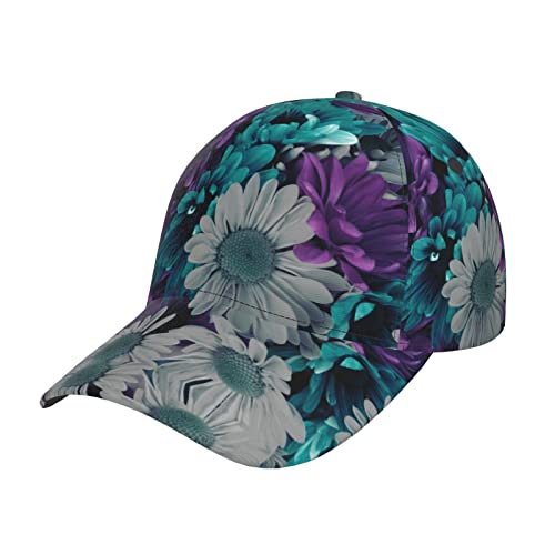 Hintergrund mit Nacht Schmetterlinge Baseball Cap Snapback Hut für Männer & Frauen mit verstellbarem Kopfband Band, flache Bill Hats, Violette und blaugrüne Blumen, EinheitsgröÃŸe von ASEELO