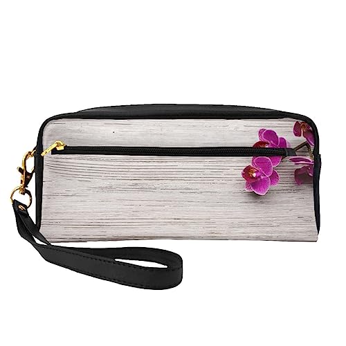 Kleine Make-up-Tasche aus Leder, Orchidee, Kosmetiktasche, Geldbörse, Reise-Make-up-Tasche mit Reißverschluss für Damen, orchidee, Makeup Bag von ASEELO