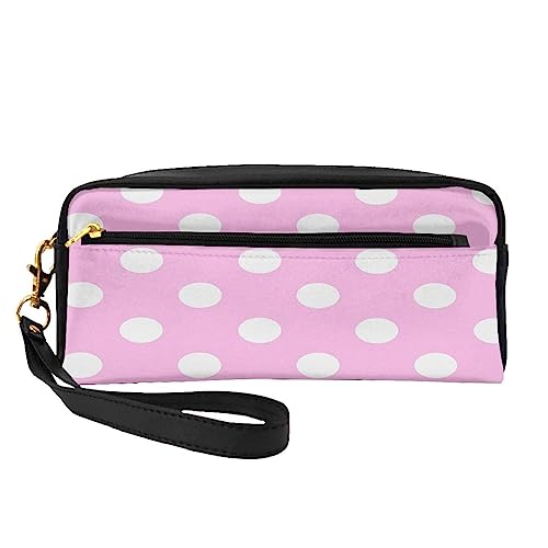 Kleine Make-up-Tasche aus Leder, Ostereier, Kosmetiktasche, Geldbörse, Reise-Make-up-Tasche mit Reißverschluss für Frauen, pink / punkte, Makeup Bag von ASEELO