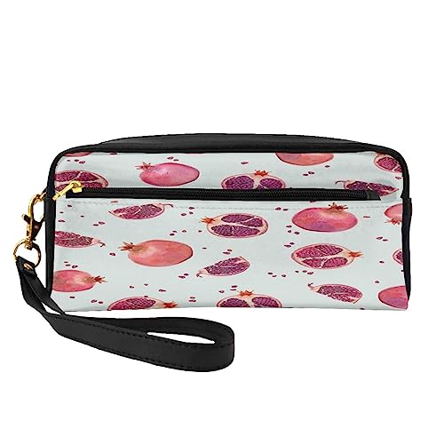 Kleine Make-up-Tasche aus Leder, afrikanischer Elefant, Kosmetiktasche, Geldbörse, Reise-Make-up, Reißverschlusstasche für Frauen, Granatapfel-Muster, Makeup Bag von ASEELO