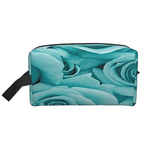 Kosmetiktasche mit afrikanischem Elefant, Aufbewahrungstasche, Geldbörse, Reise-Make-up-Tasche mit Reißverschluss für Damen, Türkise Rose, storage bag von ASEELO