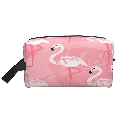 Kosmetiktasche mit süßer Kuh, Aufbewahrungstasche, Geldbörse, Reise-Make-up-Tasche mit Reißverschluss für Damen, Sommer Flamingo Palmblätter, storage bag von ASEELO