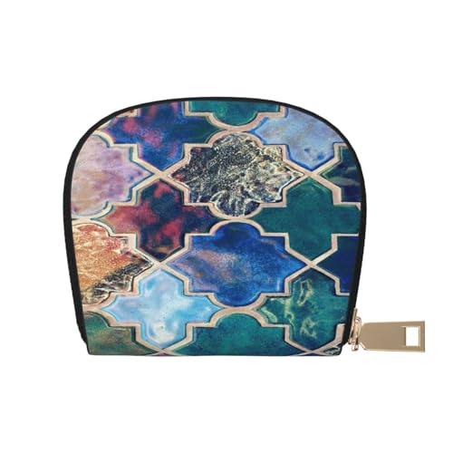 Kreditkartenetui Mädchen an einem windigen Strand Leder Shell Kartenhalter Geldbörse für Damen oder Herren mit Reißverschluss, Schöne Farbe., Leather Shell Card Bag von ASEELO