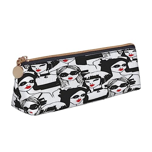 Leder Dreieck Federmäppchen Cartoon Medizin Muster Schreibwaren Bleistift Tasche Make-up Tasche Tragbare Büro Schreibwaren Tasche für Teens Mädchen Erwachsene, Damen-Sonnenbrille, rot, modisch, glamourös, Leather Pencil Case, Kosmetikkoffer von ASEELO