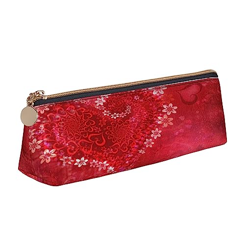 Leder Dreieck Federmäppchen Spa Dorf of Floral Wasser Bad Salz Kerzen Schreibwaren Bleistift Tasche Make-up Tasche Tragbare Büro Schreibwaren Tasche für Teens Mädchen Erwachsene, Blumendekoration Herz, Leather Pencil Case, Kosmetikkoffer von ASEELO