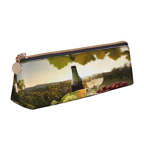 Leder Dreieck Federmäppchen Spa Dorf of Floral Wasser Bad Salz Kerzen Schreibwaren Bleistift Tasche Make-up Tasche Tragbare Büro Schreibwaren Tasche für Teens Mädchen Erwachsene, burgunderrot, Leather Pencil Case, Kosmetikkoffer von ASEELO