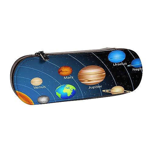 Leder-Federmäppchen, Beagle-Hund, Schreibwaren, Federmäppchen, Make-up-Tasche, tragbare Büro-Schreibwarentasche für Teenager, Mädchen, Erwachsene, Außenraum-Solarsystem., Leather Pencil Case, Beauty von ASEELO