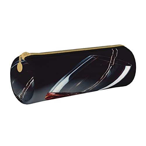 Leder-Federmäppchen, Muschel-Landschaft am Strand, Schreibwaren, Federmäppchen, Make-up-Tasche, tragbare Büro-Schreibwaren-Tasche für Teenager, Mädchen, Erwachsene, Weinbecher, Leather Pencil Case, von ASEELO