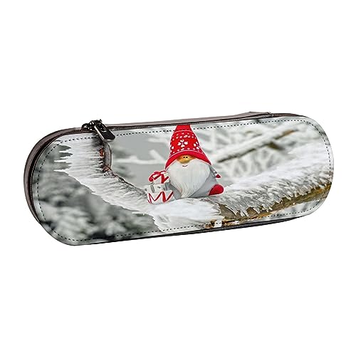 Leder-Federmäppchen, blaue Ananas-Schreibwaren, Federmäppchen, Make-up-Tasche, tragbare Büro-Schreibwaren-Tasche für Teenager, Mädchen, Erwachsene, Lustiger Weihnachtsmann mit Schnee, Leather Pencil von ASEELO