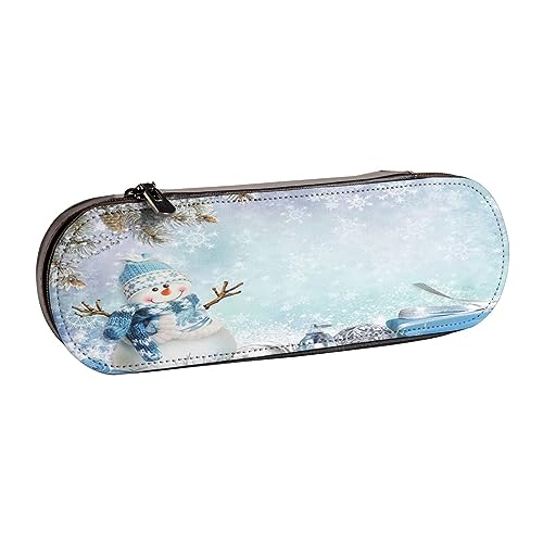 Leder-Federmäppchen, niedlicher Schneemann, Schreibwaren, Federmäppchen, Make-up-Tasche, tragbare Büro-Schreibwaren-Tasche für Teenager, Mädchen, Erwachsene, Niedlicher Schneemann, Leather Pencil von ASEELO