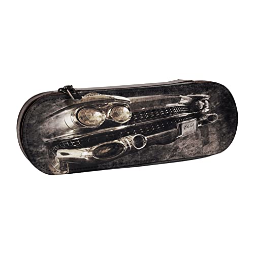 Leder-Federmäppchen, schönes Frühstück, Schreibwaren, Federmäppchen, Make-up-Tasche, tragbare Büro-Schreibwaren-Tasche für Teenager, Mädchen, Erwachsene, American Car in braun, Leather Pencil Case, von ASEELO