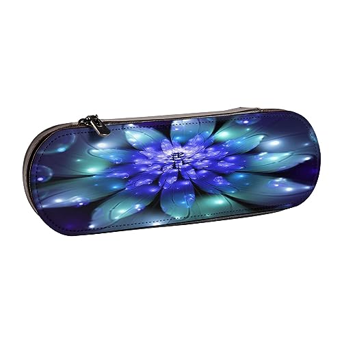 Leder-Federmäppchen, schönes lila Schmetterling, Blumenmuster, Schreibwaren, Bleistifttasche, Make-up-Tasche, tragbare Büro-Schreibwarentasche für Teenager, Mädchen, Erwachsene, Fantasy Blue Flower, von ASEELO