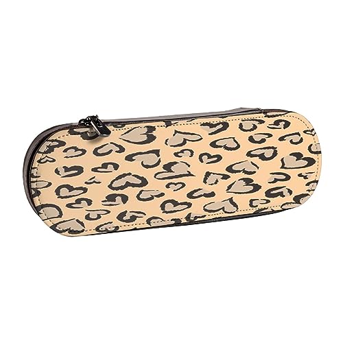 Leder Federmäppchen Auto Schreibwaren Bleistift Tasche Make-up Tasche Tragbare Büro Schreibwaren Tasche für Teenager Mädchen Erwachsene, Leopard Liebe, Leather Pencil Case, Beauty Case von ASEELO