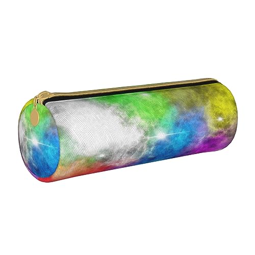 Leder Federmäppchen Gay Pride Regenbogen Schreibwaren Bleistift Tasche Make-up Tasche Tragbare Büro Schreibwaren Tasche für Teenager Mädchen Erwachsene, Bunte Wolke, Leather Pencil Case, Beauty Case von ASEELO