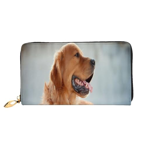 Leder Geldbörse 3D Grafik Universum Raum Münze Geldbörse Geldbörse Münzbeutel Aufbewahrungstasche Reißverschluss Geld Geldbörsen Tasche für Frauen Männer, Golden Retriever Hund, Leather wallet, von ASEELO