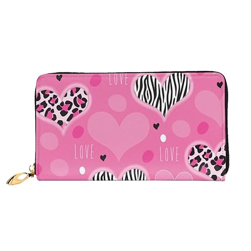 Leder Geldbörse Ozean Strand Münzbörse Geldbörse Münzbeutel Aufbewahrungstasche Reißverschluss Geld Geldbörsen Tasche für Frauen Männer, Pink Love Heart, Leather wallet, Münzbeutel von ASEELO