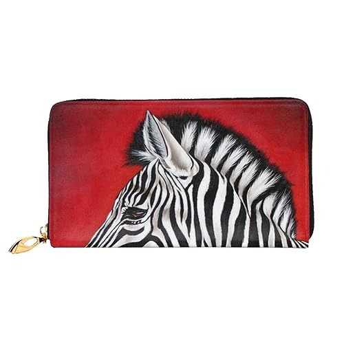 Leder Geldbörse Ozean Strand Münzbörse Geldbörse Münzbeutel Aufbewahrungstasche Reißverschluss Geld Geldbörsen Tasche für Frauen Männer, Zebra Red, Leather wallet, Münzbeutel von ASEELO