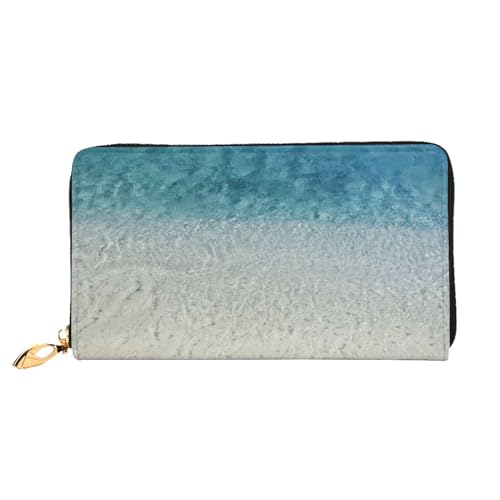 Leder Geldbörse Strand Klar Meer Sand Münze Geldbörse Geldbörse Münzbeutel Aufbewahrungstasche Reißverschluss Geld Geldbörsen Tasche für Frauen Männer, Beach Clear Sea Sand, Leather wallet, Münzbeutel von ASEELO