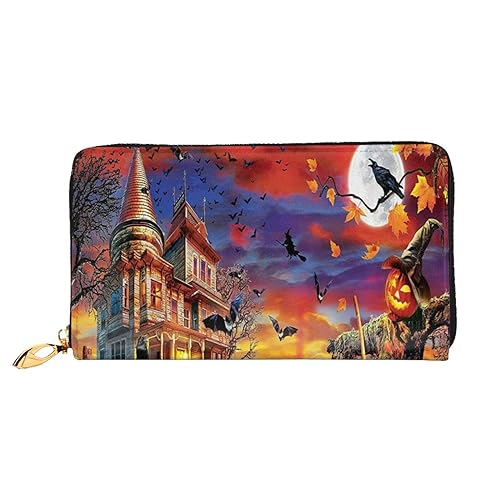 Leder Geldbörse Weihnachten Geschenk Box Münze Geldbörse Geldbörse Münzbeutel Aufbewahrungstasche Reißverschluss Geld Geldbörsen Tasche für Frauen Männer, Halloween Totenkopf, Leather wallet, von ASEELO