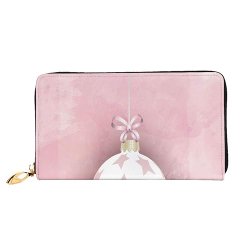 Leder Geldbörse Weihnachtsmann und Schneemann Münzbörse Geldbörse Münzbeutel Aufbewahrungstasche Reißverschluss Geld Geldbörsen Tasche für Frauen Männer, Rosa Weihnachtskugel, Leather wallet, von ASEELO