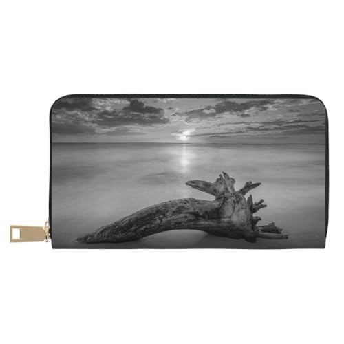 Ledergeldbörse, Münzgeldbörse, Münzbeutel, Tiger, Schwimmen, Leder-Aufbewahrungstasche, Reißverschluss, Geldbeutel, Tasche für Damen, Herren, Kinder, Holzbild Strand, Leather Wallet, Münztasche von ASEELO