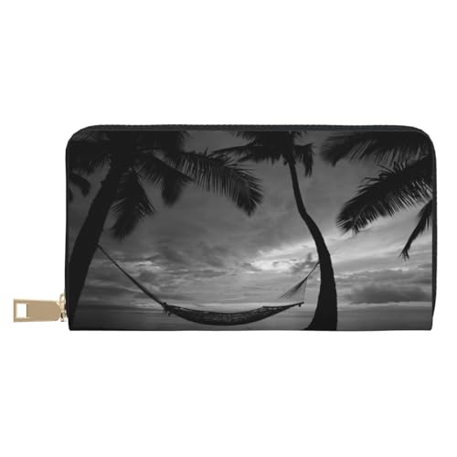 Ledergeldbörse, Münzgeldbörse, Münzbeutel, Tiger, Schwimmen, Leder-Aufbewahrungstasche, Reißverschluss, Geldbeutel, Tasche für Damen, Herren, Kinder, Schwarz und Weiß Strand, Leather Wallet, von ASEELO