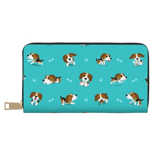 Ledergeldbörse, Münzgeldbörse, Münztasche, Delfin-Leder-Aufbewahrungstasche, Reißverschluss, Geldbeutel, Tasche für Damen, Herren, Kinder, Cartoon Beagle Dog, Leather Wallet, Münztasche von ASEELO